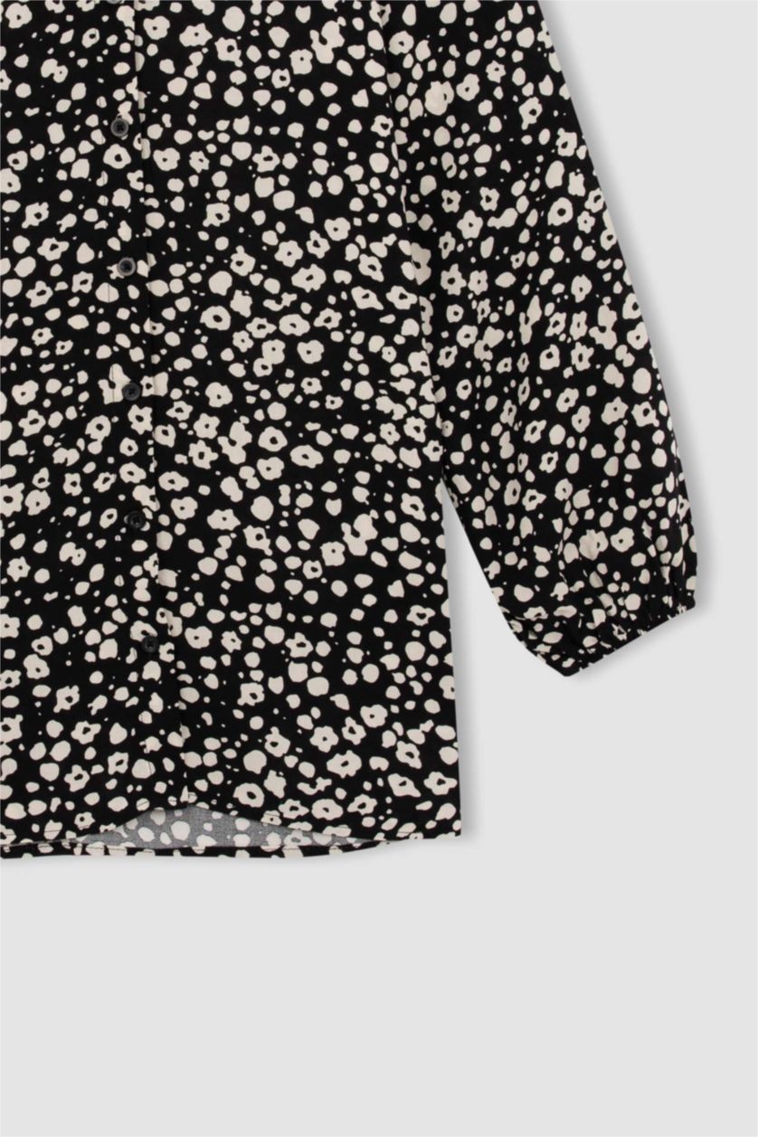 حريمي أسود تونيك منقط قصة عادية