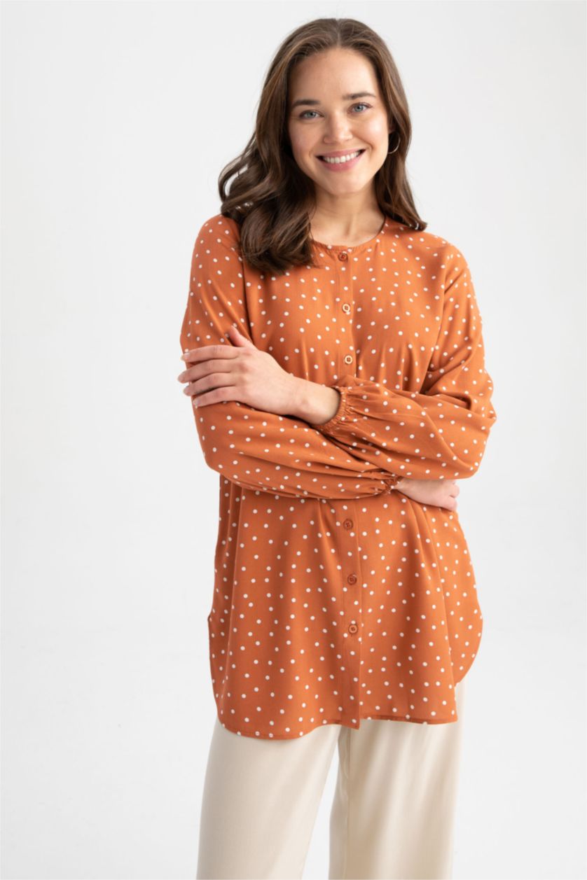 WOMAN Tile Regular Fit Polka Dot Long Sleeve Tunic