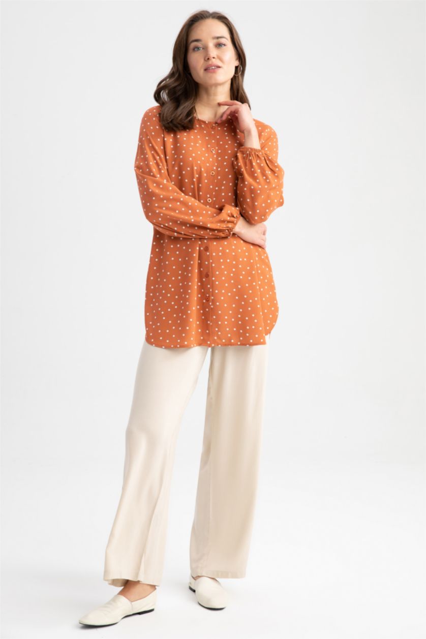 WOMAN Tile Regular Fit Polka Dot Long Sleeve Tunic