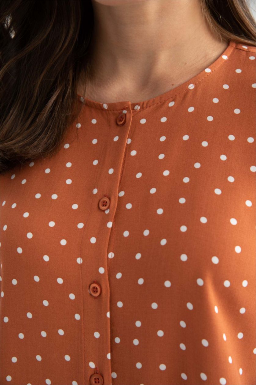 WOMAN Tile Regular Fit Polka Dot Long Sleeve Tunic