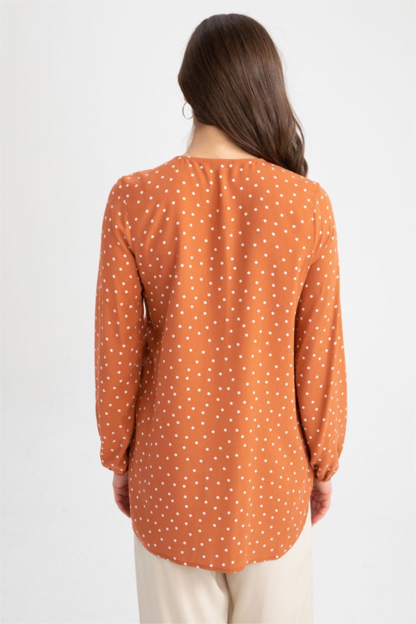 WOMAN Tile Regular Fit Polka Dot Long Sleeve Tunic