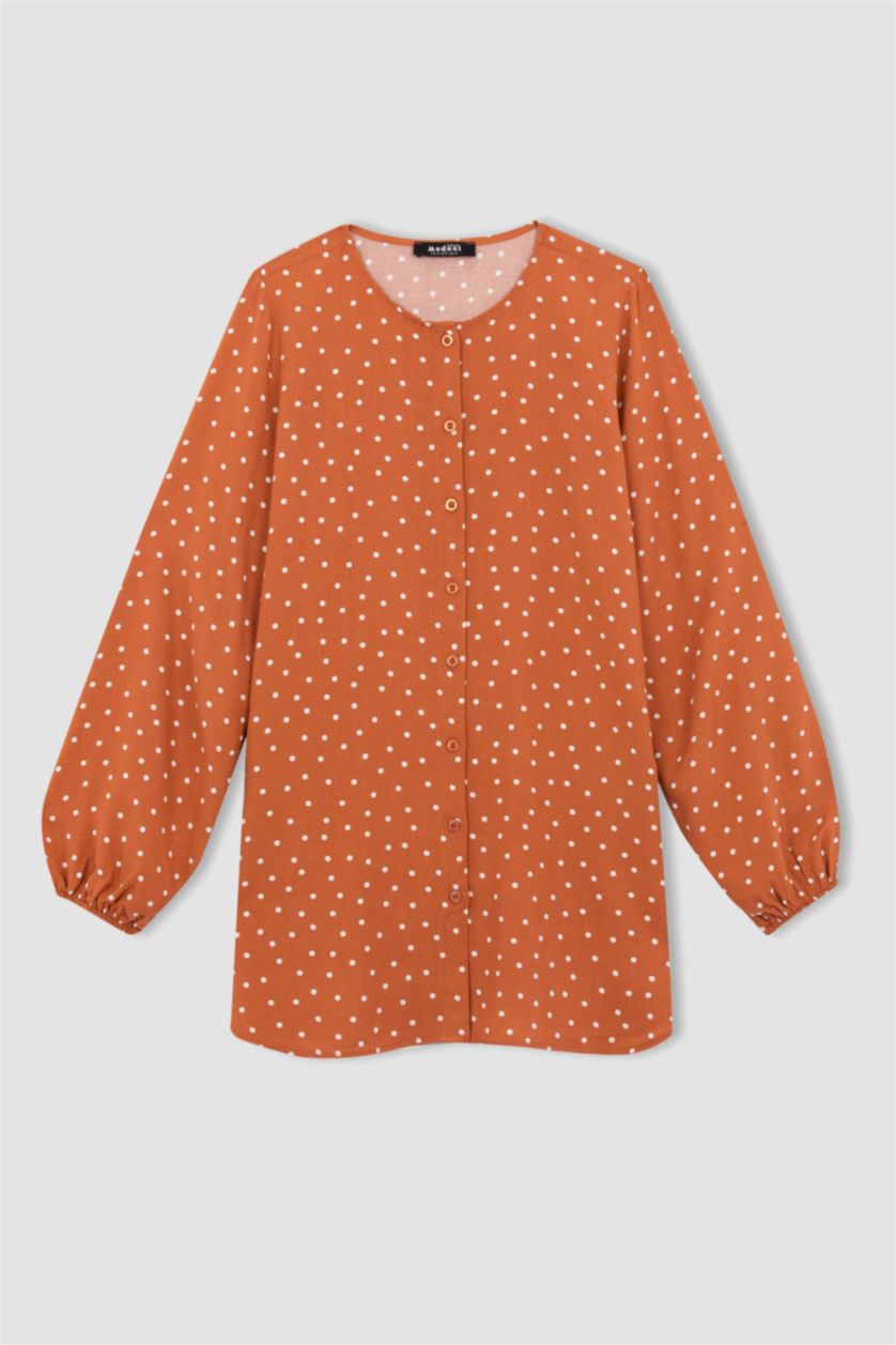 WOMAN Tile Regular Fit Polka Dot Long Sleeve Tunic