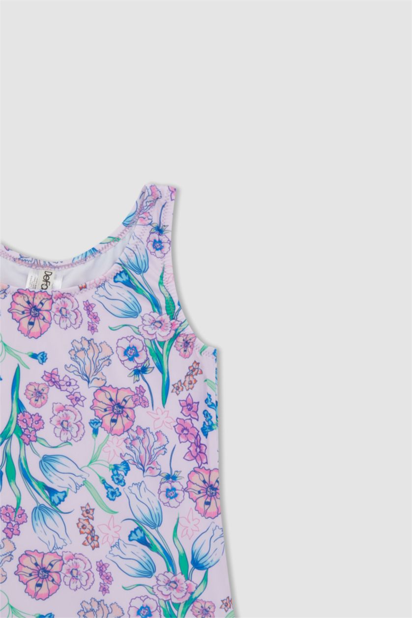 FILLES Rose Clair Maillot de Bain à Motif Floral Pour Fille