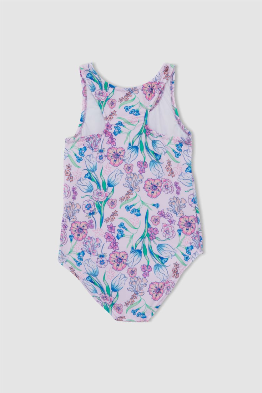 FILLES Rose Clair Maillot de Bain à Motif Floral Pour Fille