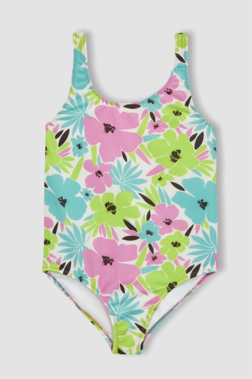 FILLES Rose Maillot de Bain à Motif Floral Pour Fille