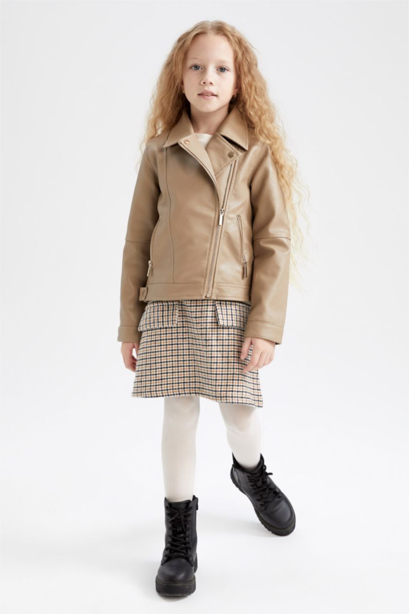 FILLES Beige Veste en similicuir pour fille