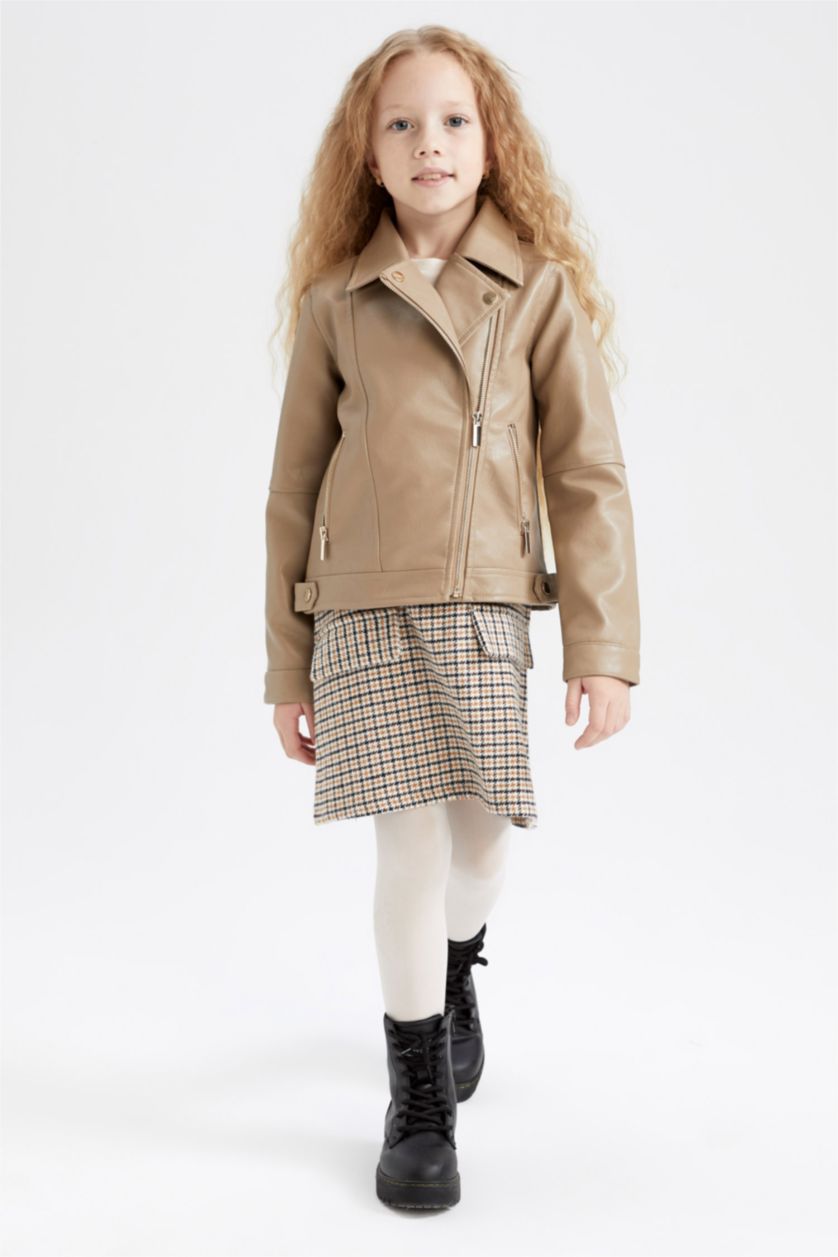 FILLES Beige Veste en similicuir pour fille