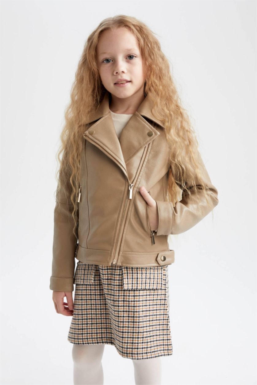 FILLES Beige Veste en similicuir pour fille