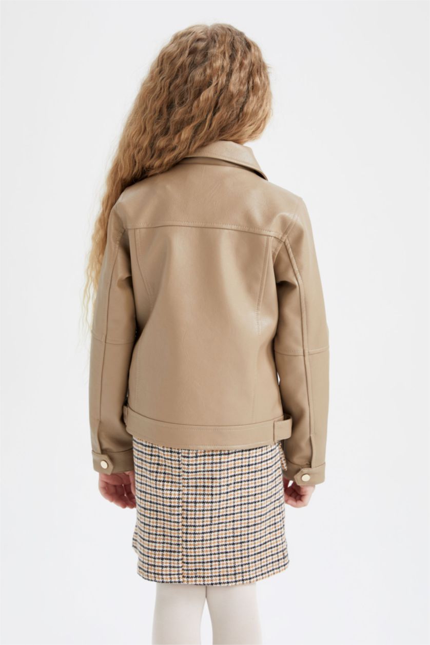 FILLES Beige Veste en similicuir pour fille