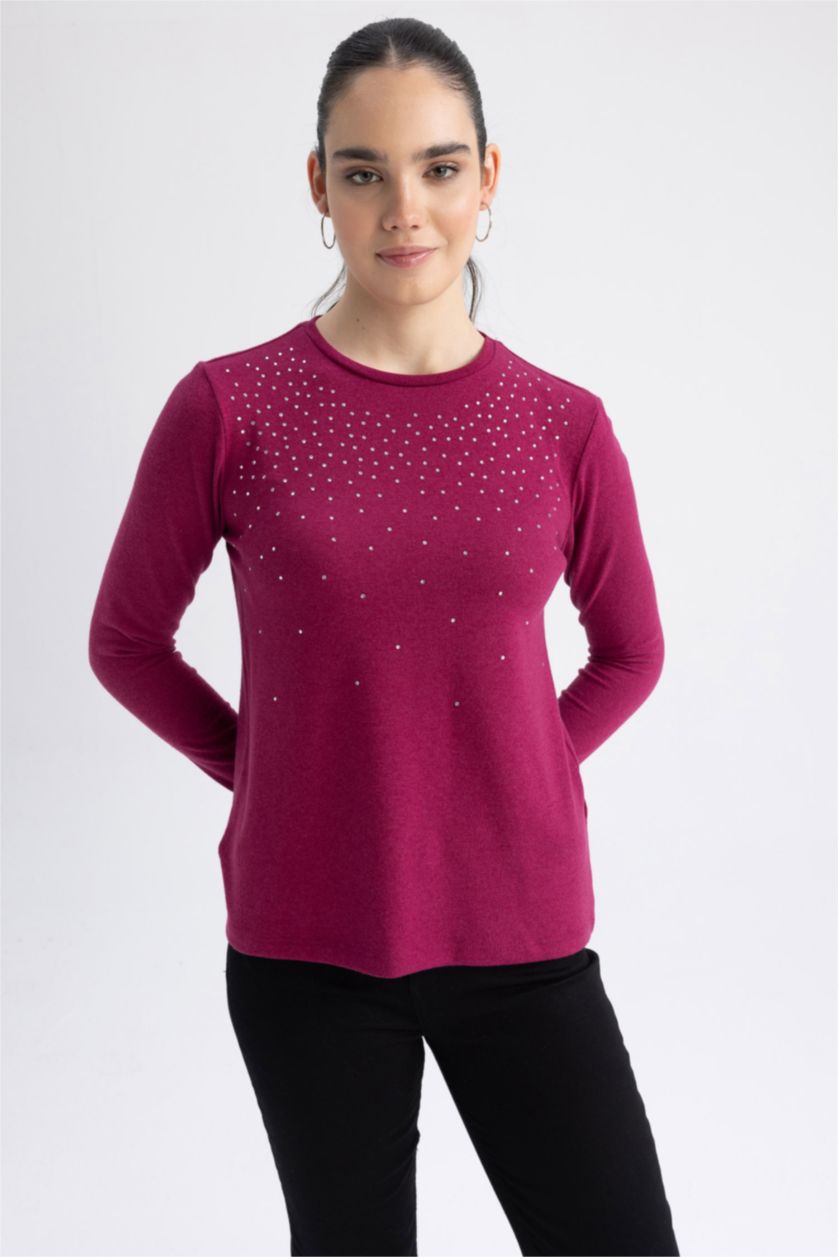 نساء بنفسجي Regular Fit Long Sleeve T-Shirt