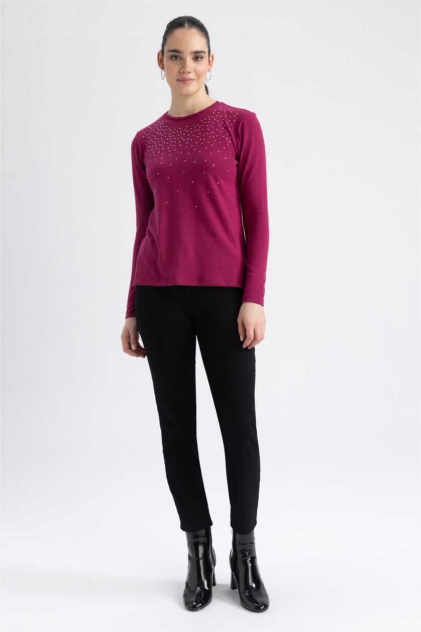 نساء بنفسجي Regular Fit Long Sleeve T-Shirt