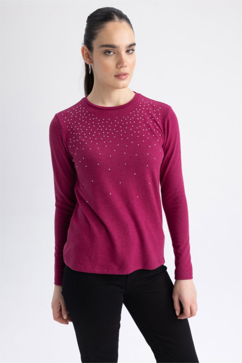 نساء بنفسجي Regular Fit Long Sleeve T-Shirt