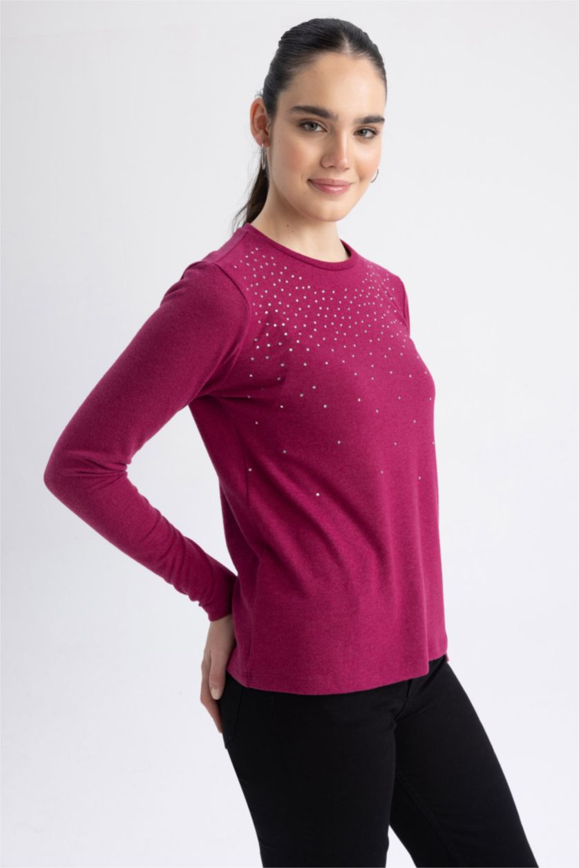 نساء بنفسجي Regular Fit Long Sleeve T-Shirt