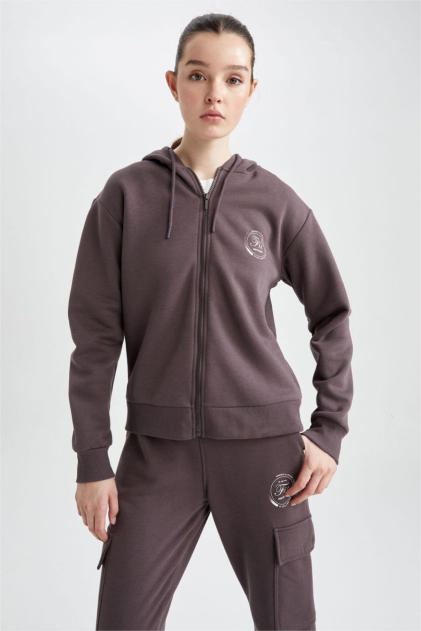 WOMAN Purple Defacto Fit Oversize Fit Sustainable Cardigan