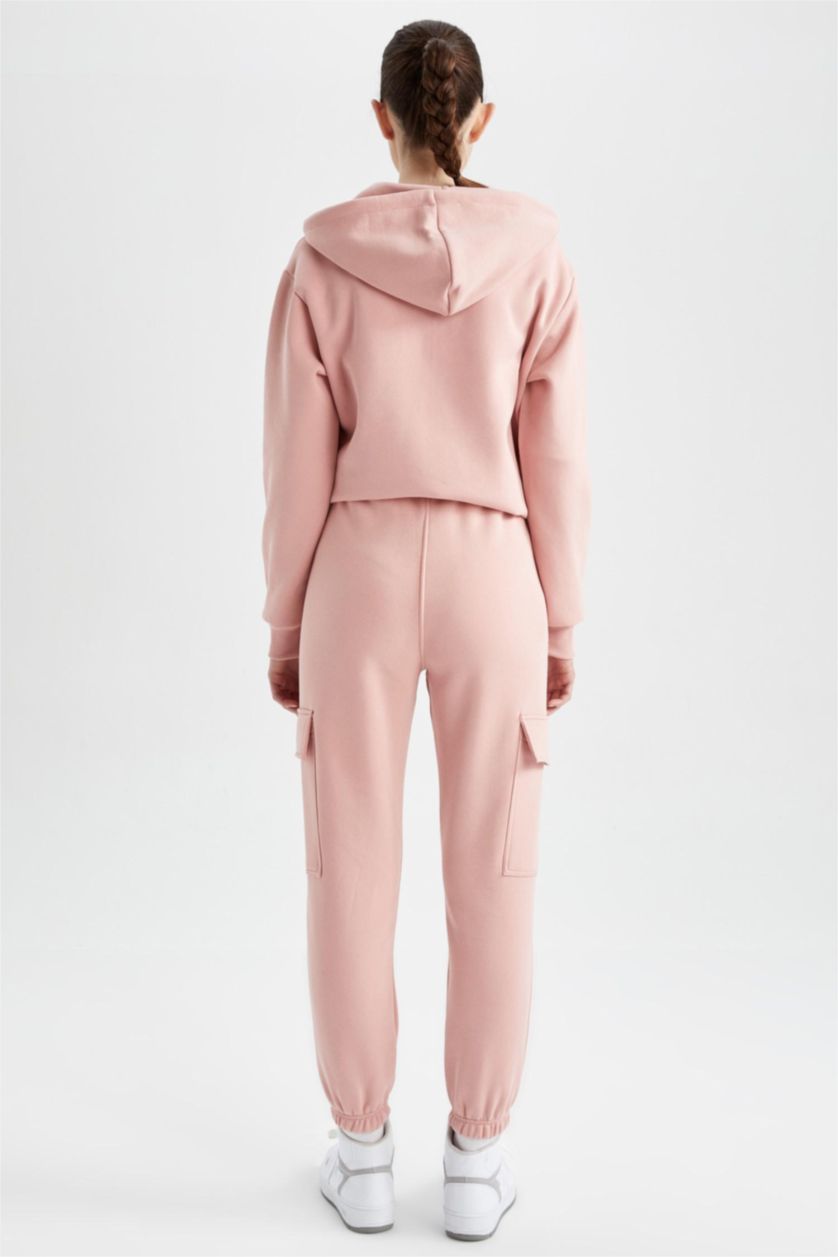 Kadın Gülkurusu DeFactoFit Standart Fit Slogan Baskılı Cepli Eşofman Altı