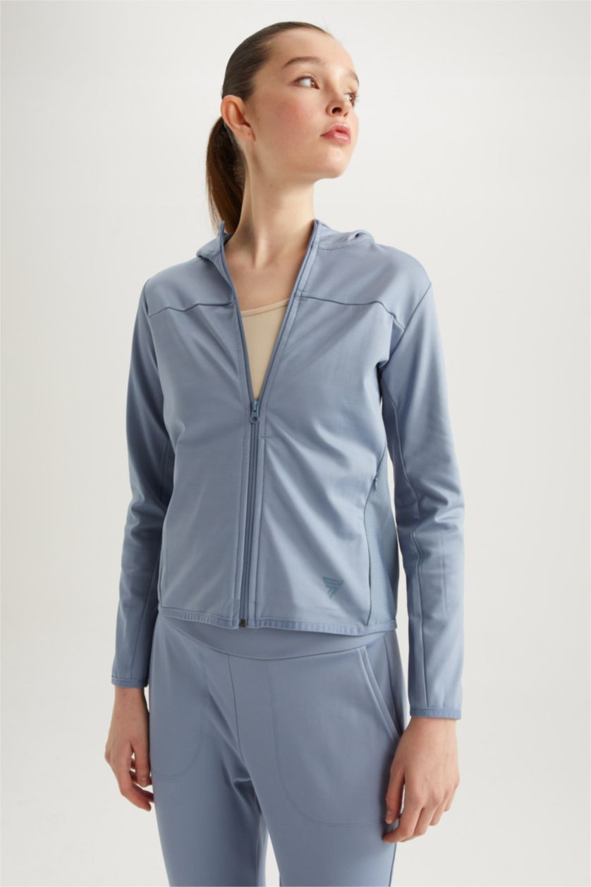 WOMAN Blue Standard Fit Scuba Fabric Cardigan