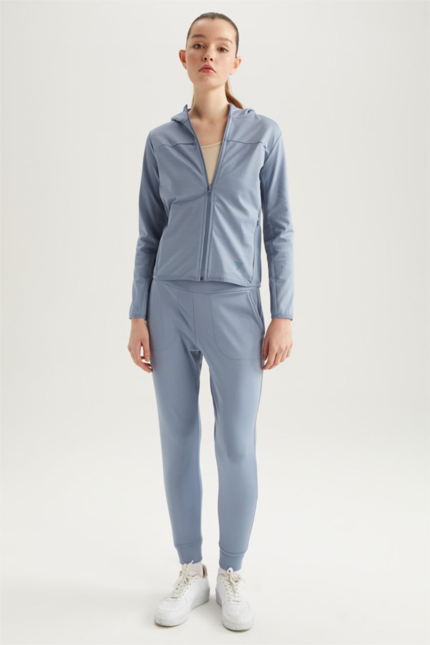 WOMAN Blue Standard Fit Scuba Fabric Cardigan