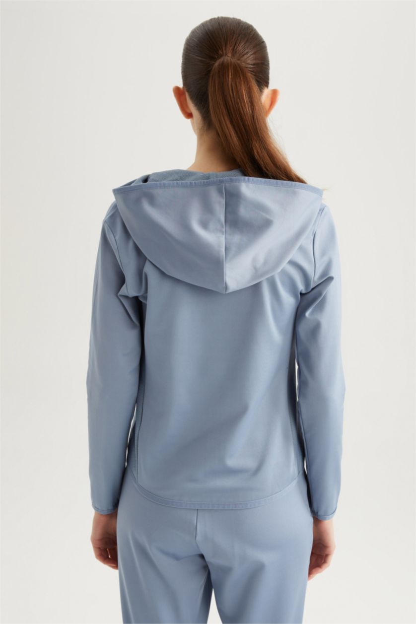 WOMAN Blue Standard Fit Scuba Fabric Cardigan