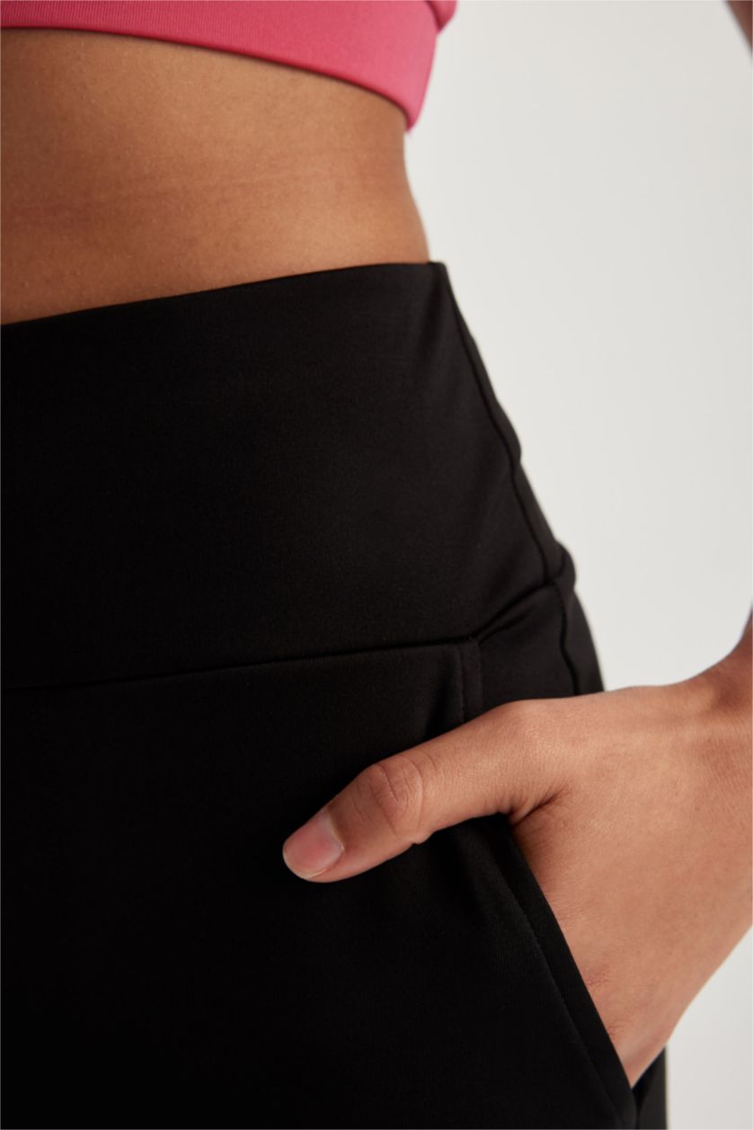 نساء أسود ستريج قماش سكوبا بخصر عالي طول الكوع