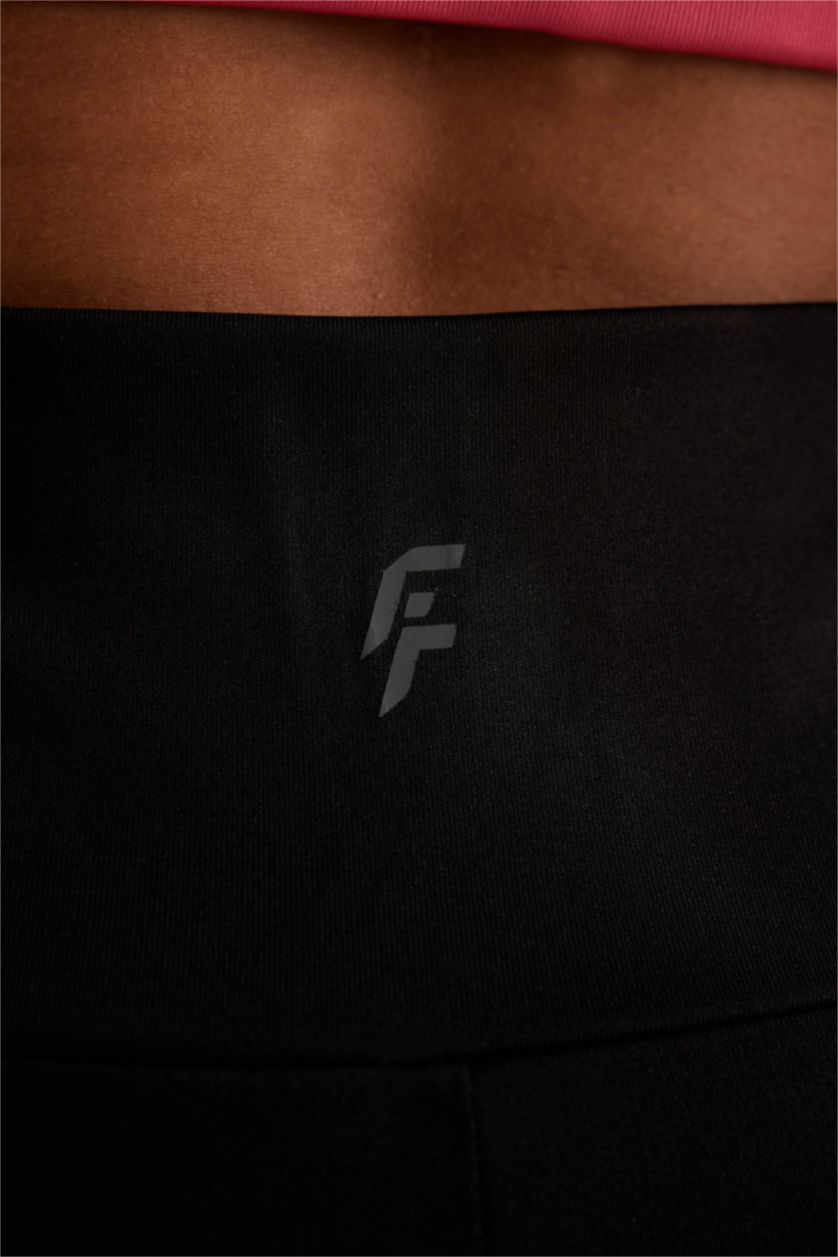 نساء أسود ستريج قماش سكوبا بخصر عالي طول الكوع