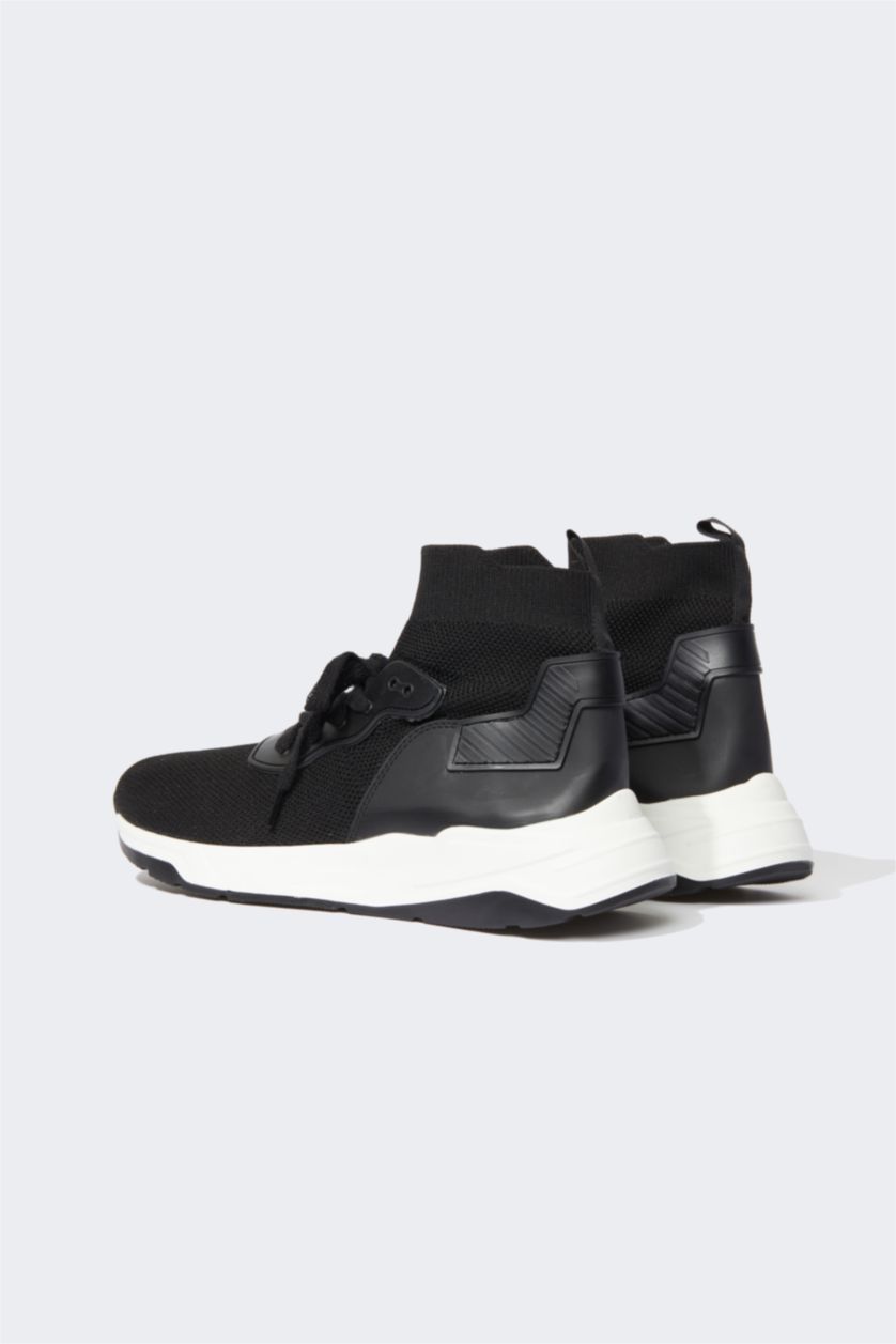 Erkek Siyah Erkek Kalın Taban Bağcıklı Sneaker