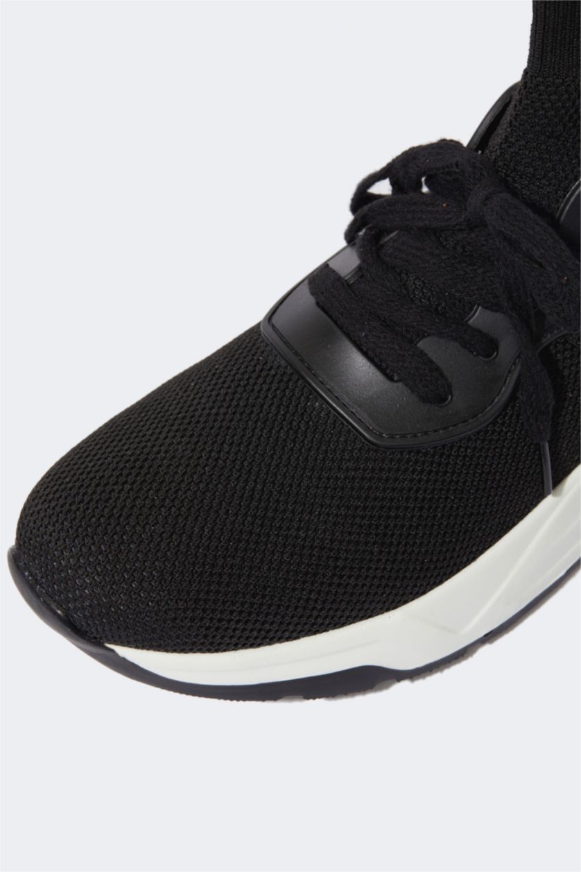 Erkek Siyah Erkek Kalın Taban Bağcıklı Sneaker