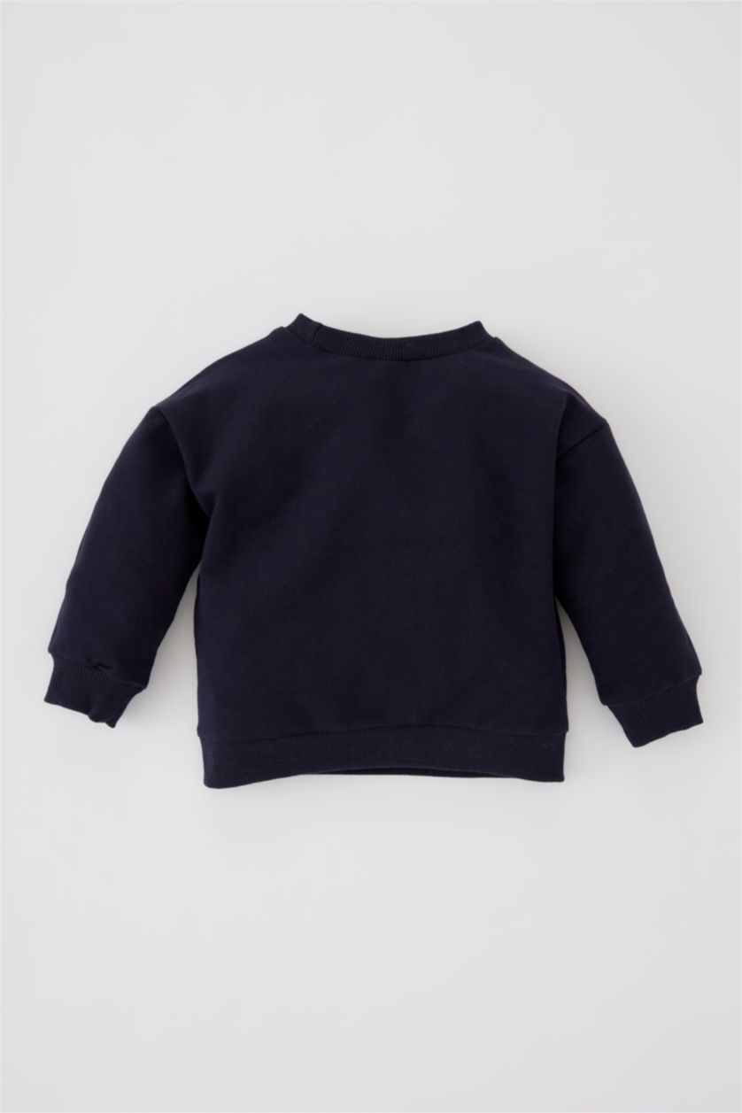 Erkek Bebek Lacivert Erkek Bebek Dinozor Baskılı Sweatshirt