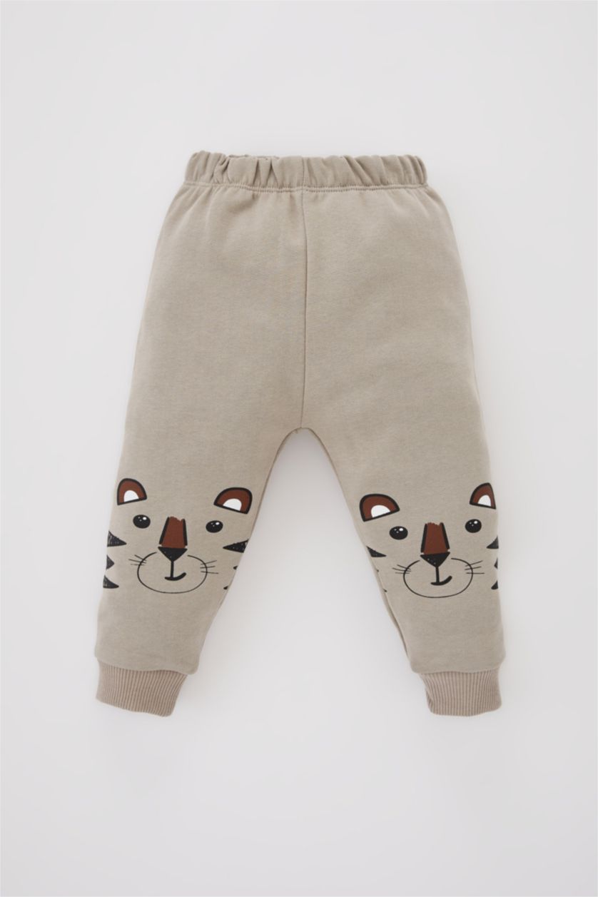 Baby Boy Light Bordeaux 2 piece Regular Fit Crew Neck Animal Set