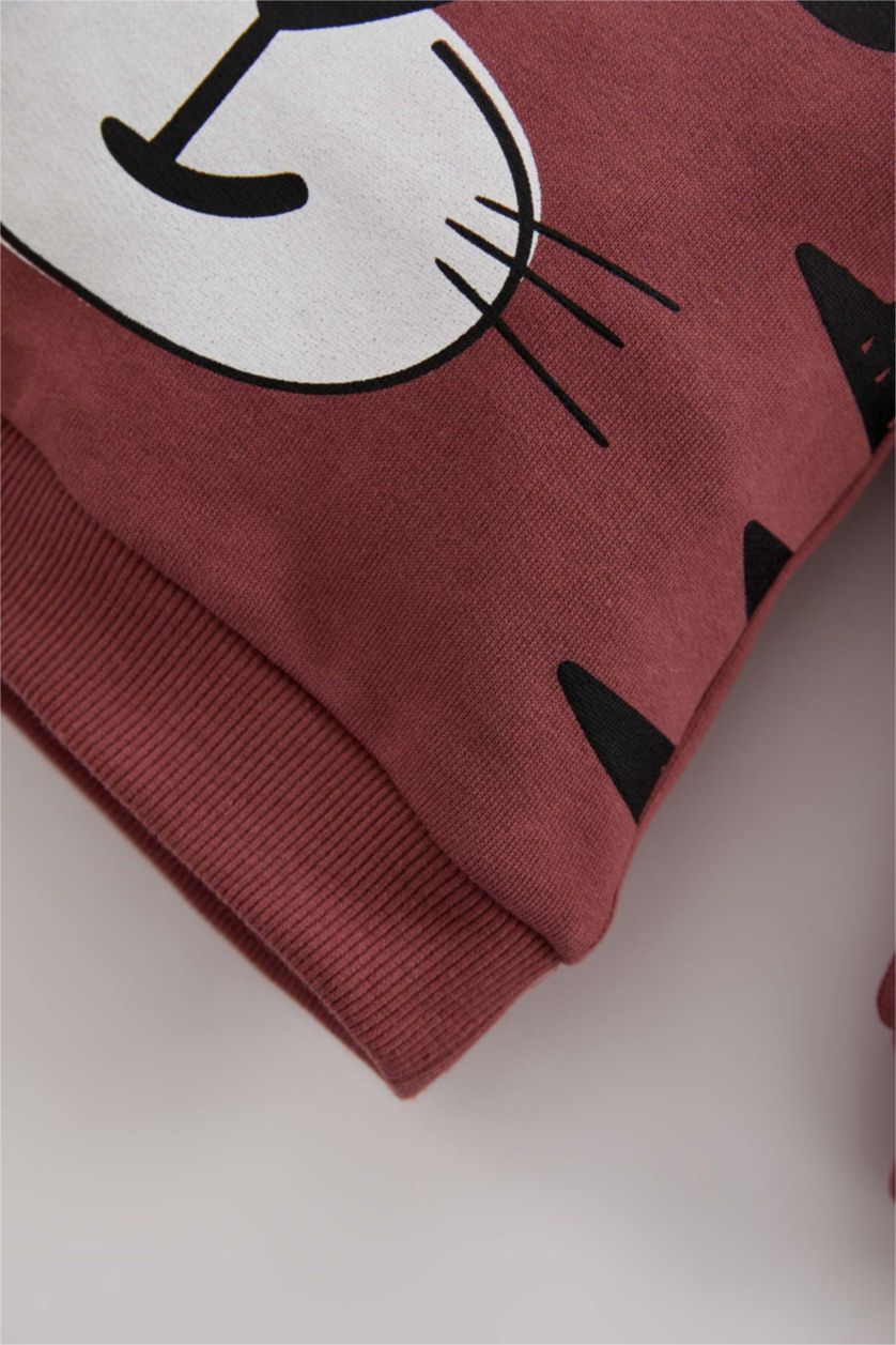 Baby Boy Light Bordeaux 2 piece Regular Fit Crew Neck Animal Set