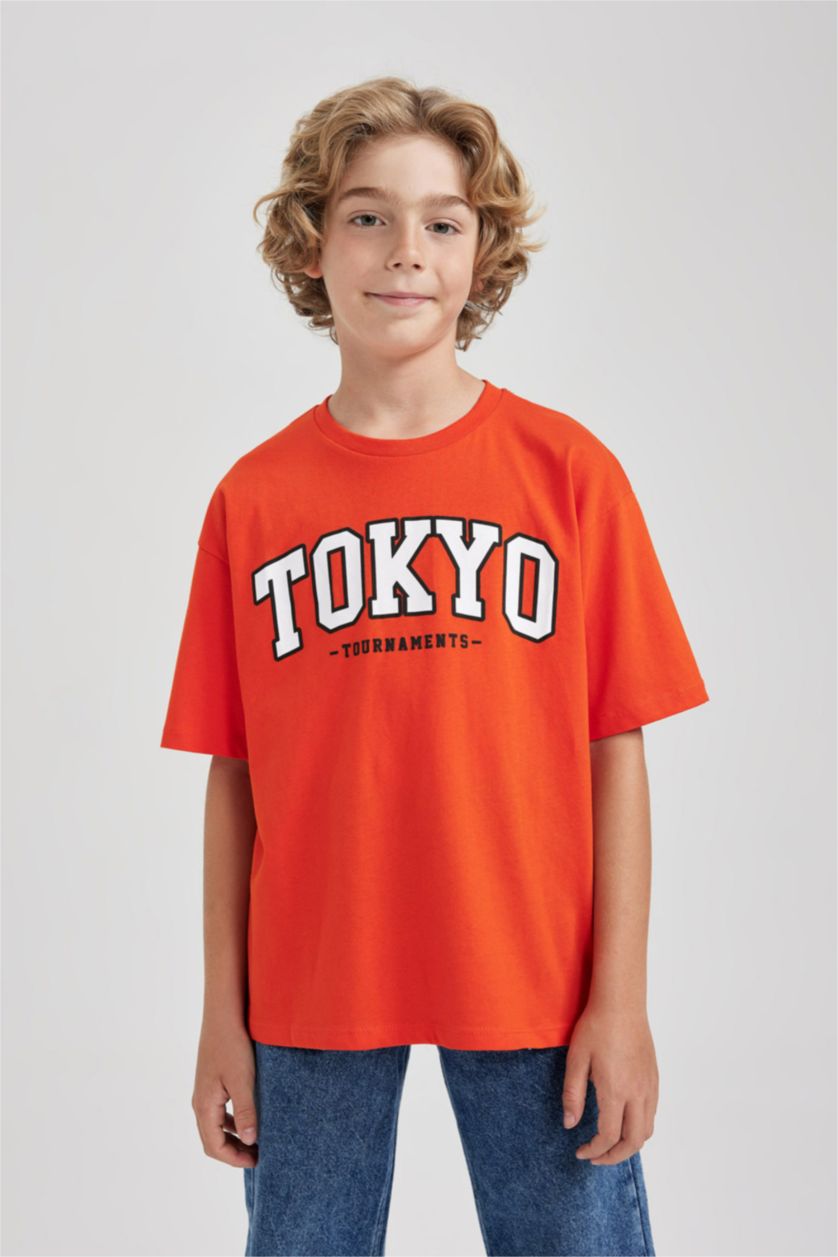 BOYS & TEENS Coral Relax Fit Printed Short Sleeve T-Shirt