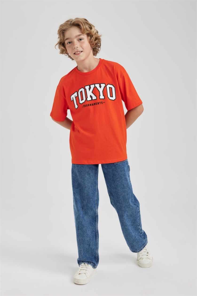 BOYS & TEENS Coral Relax Fit Printed Short Sleeve T-Shirt