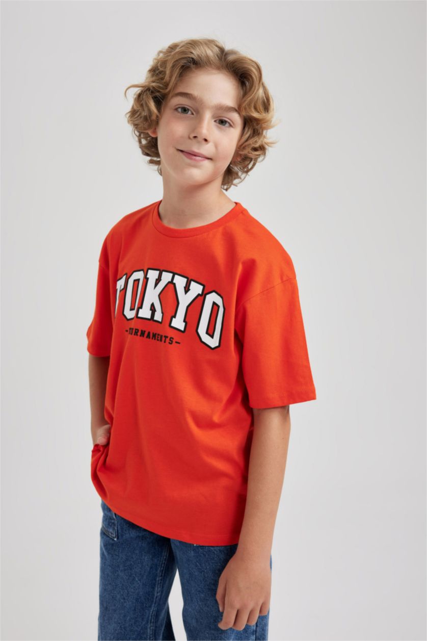 BOYS & TEENS Coral Relax Fit Printed Short Sleeve T-Shirt