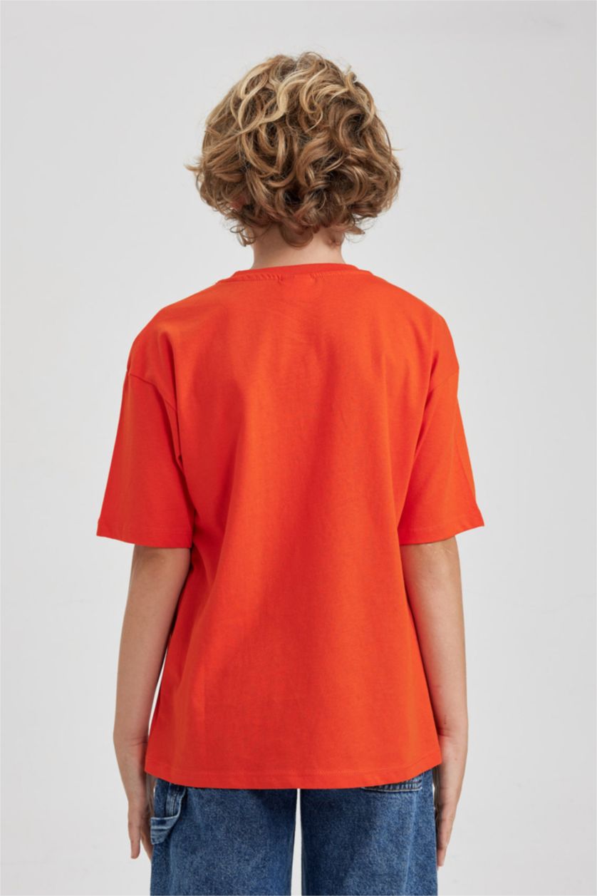 BOYS & TEENS Coral Relax Fit Printed Short Sleeve T-Shirt