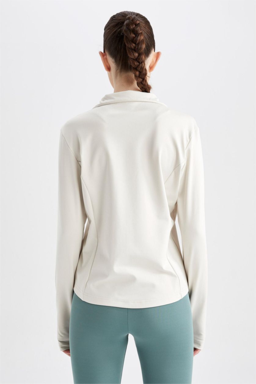 نساء اللون الحجري كارديجان قصة عادية بسوستة من قماش السكوبا