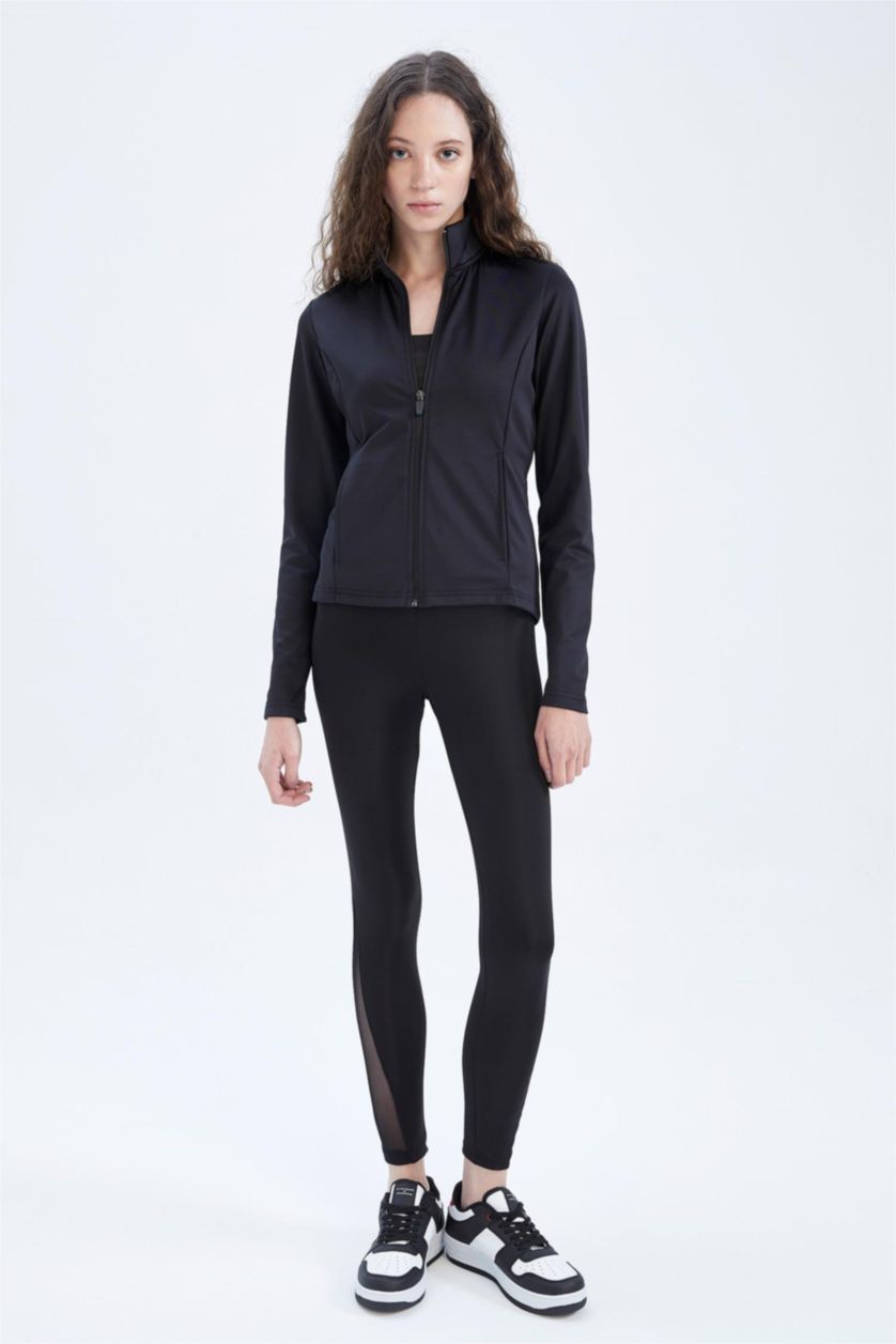 WOMAN Black Defacto Fit Standard Fit Scuba Diver Fleece Cardigan