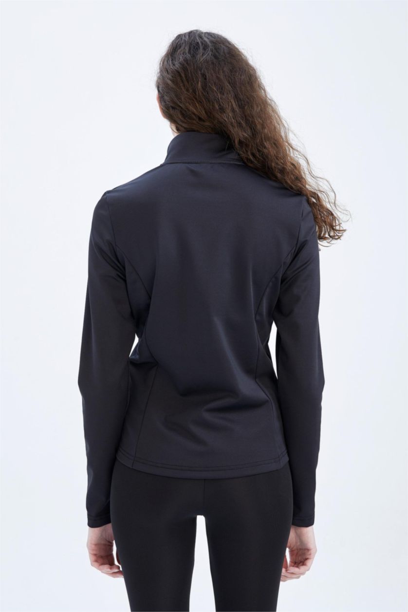 WOMAN Black Defacto Fit Standard Fit Scuba Diver Fleece Cardigan