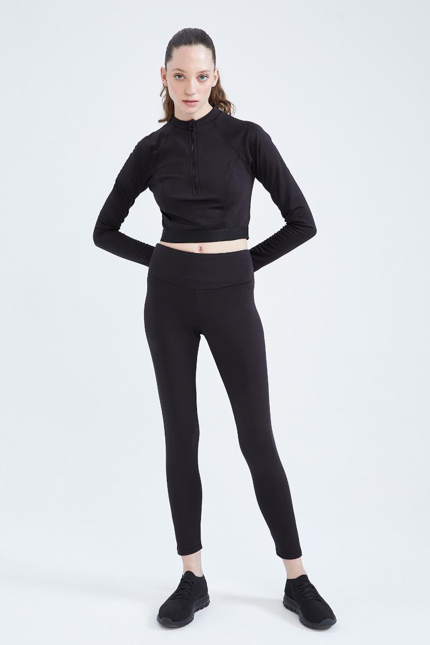 نساء أسود سويت شيرت سليم فيت