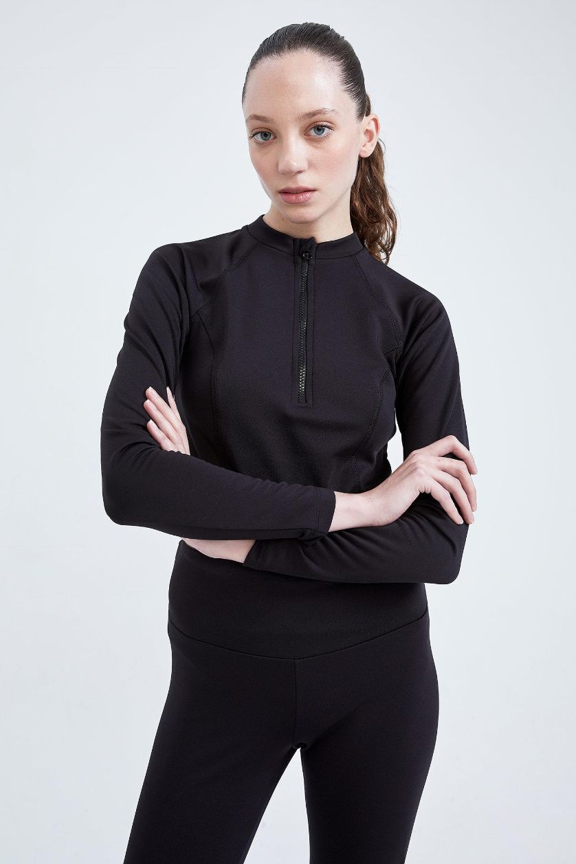 نساء أسود سويت شيرت سليم فيت