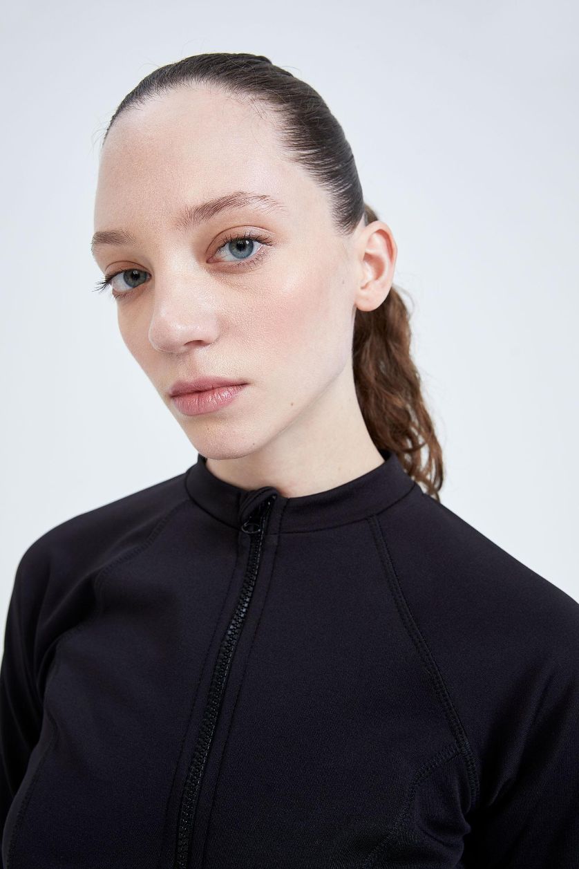 نساء أسود سويت شيرت سليم فيت