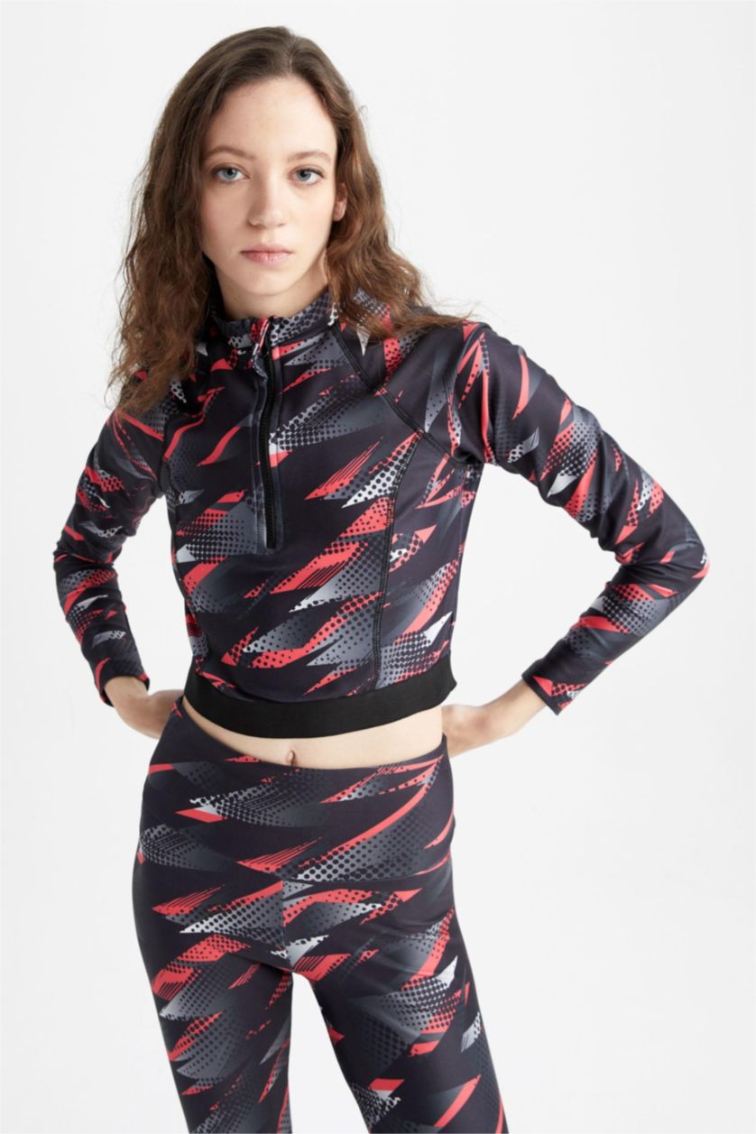 WOMAN Black Slim Fit Sportswear Sweatshirt