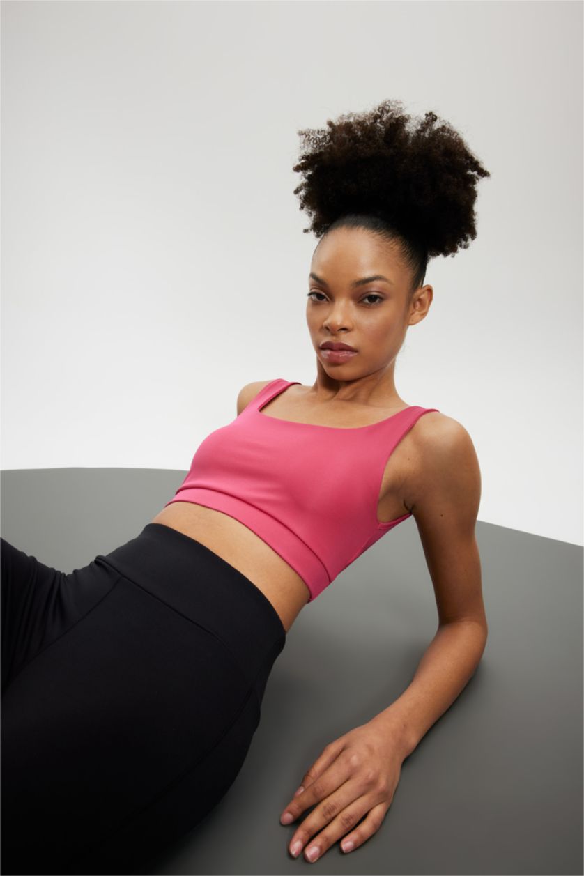 WOMAN Pink DeFactoFit Crew Neck Sports Bra