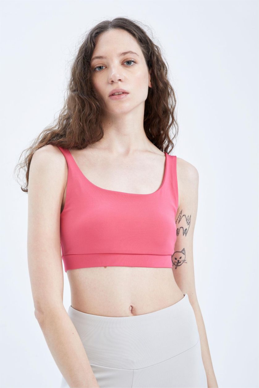 WOMAN Pink DeFactoFit Crew Neck Sports Bra