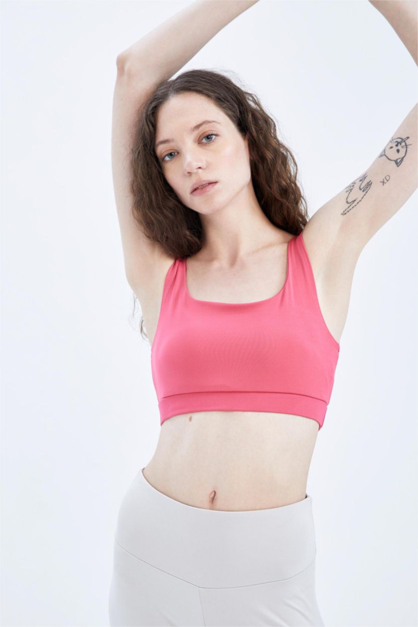 WOMAN Pink DeFactoFit Crew Neck Sports Bra