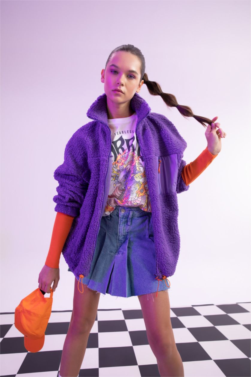 Kadın Mor Oversıze Pelüş