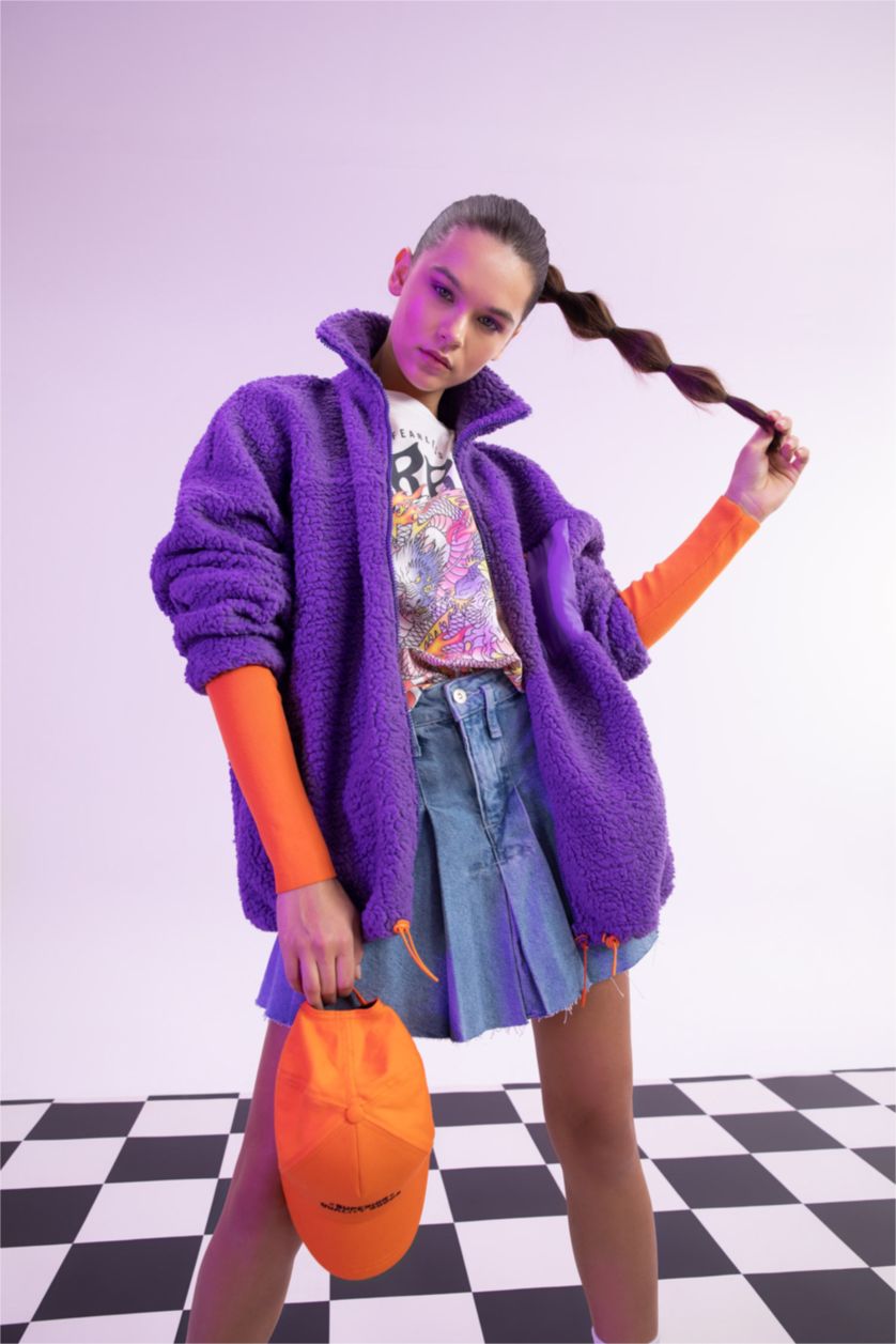 Kadın Mor Oversıze Pelüş