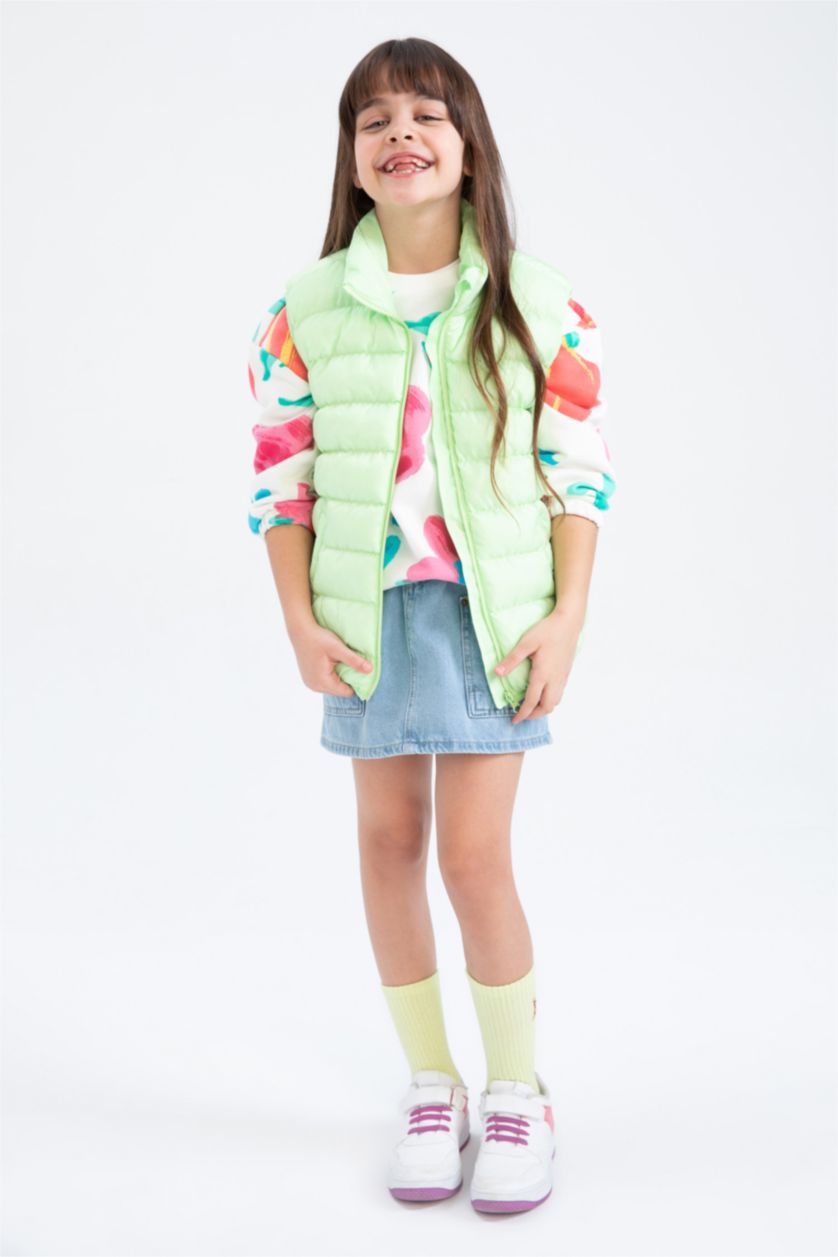 FILLES Vert Clair Gilet Gonflable À Col Montant Pour Fille