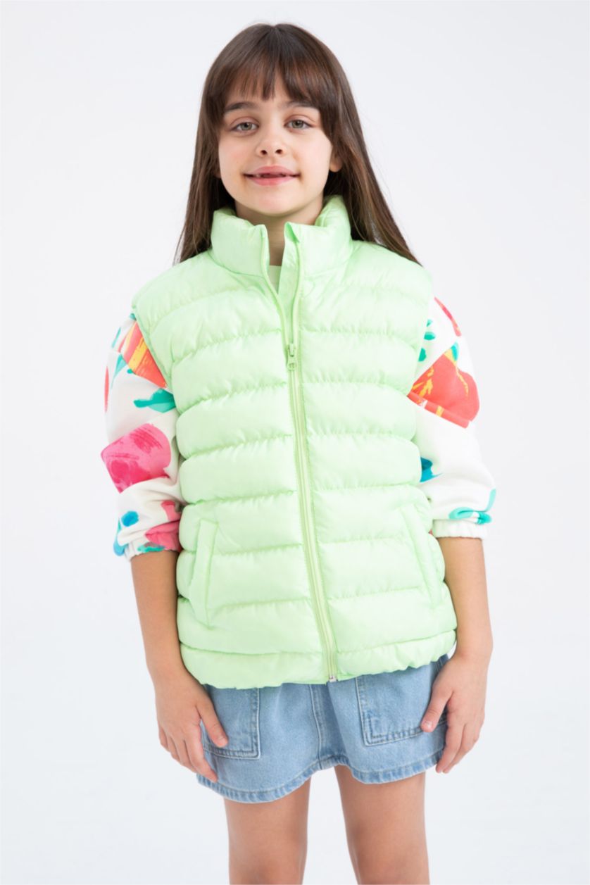 FILLES Vert Clair Gilet Gonflable À Col Montant Pour Fille