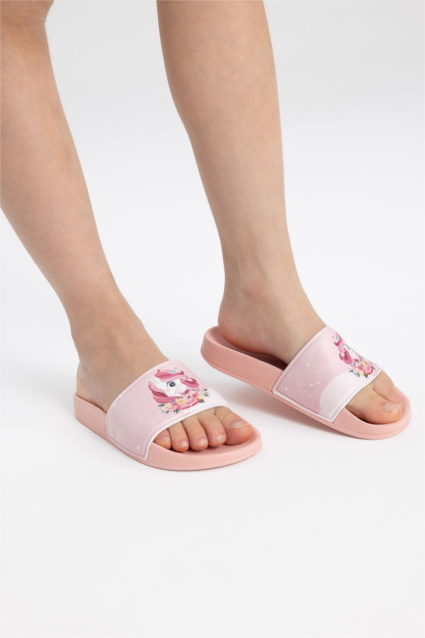 FILLES Rose Sandales à Semelle Plate Bande unique pour Fille