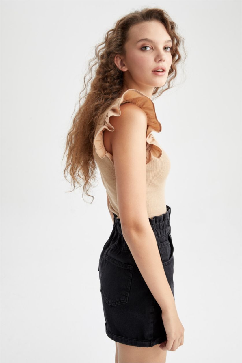 WOMAN Beige Coool Fitted Ribbed Camisole Singlet