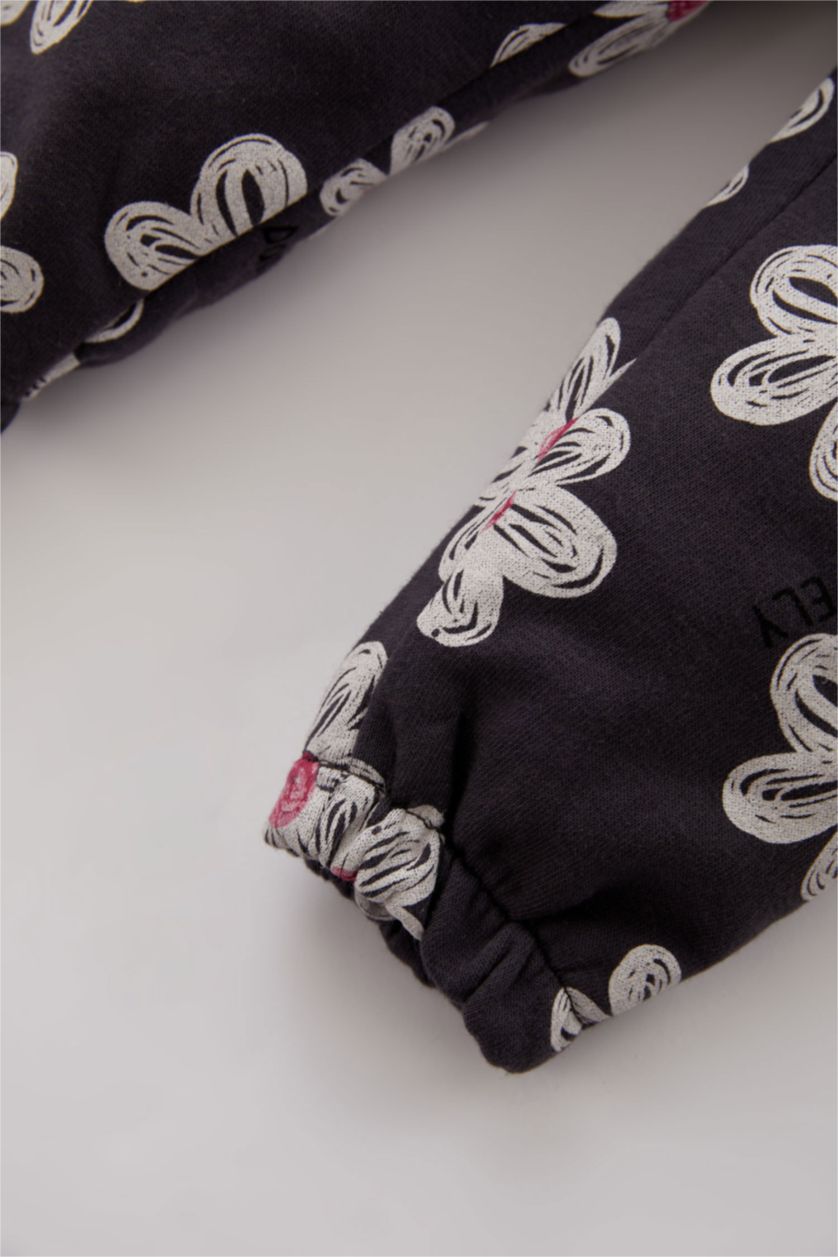 Kız Bebek Antrasit Kız Bebek Çiçekli Paperbag Bel Eşofman Alt